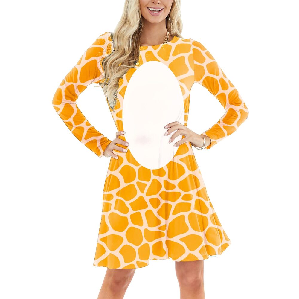 3171 Halloween Costume Cute Animal Printed Dress Long Sleeve Party Special